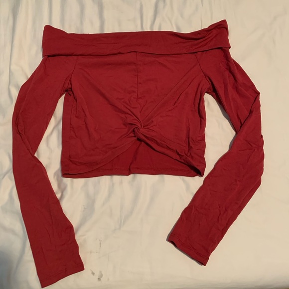 Revamped Tops - Red size small off the shoulder crop top